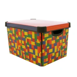 Curver Stockholm Bright Blocks Plastic Deco Storage Box Multi Colour 22L