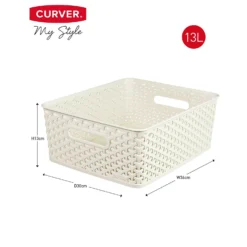 Curver My Style Medium Rectangular Plastic Storage Basket - Vintage White - 13L -Home Storage 12809476 1834833218868618