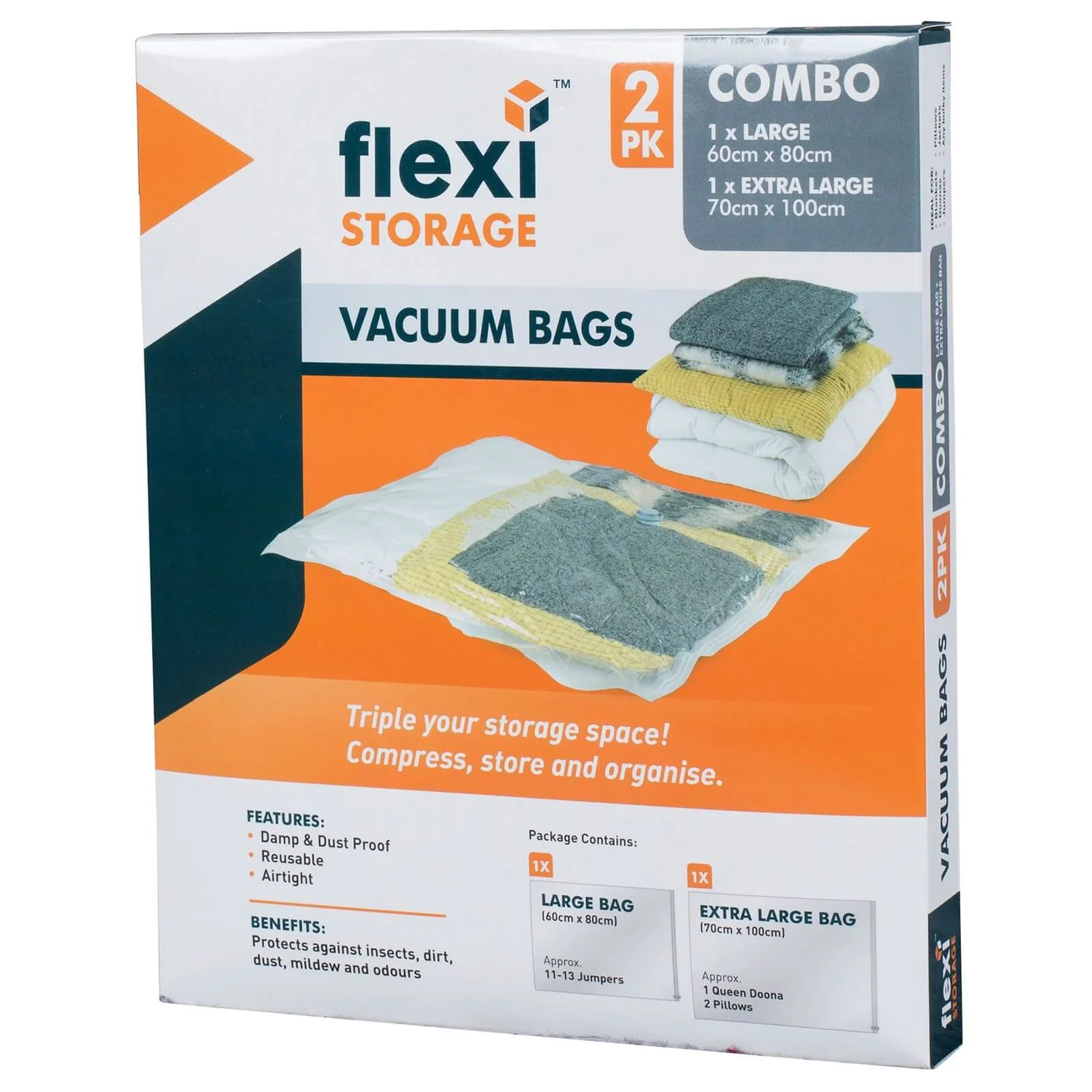 Vacuum Storage Bag Combo - Pack of 2 (1 Large, 1 Extra Large) None Vacuum Storage Bag Combo - Pack Of 2 (1 Large, 1 Extra Large) -Home Storage 12816805 1494831918347963