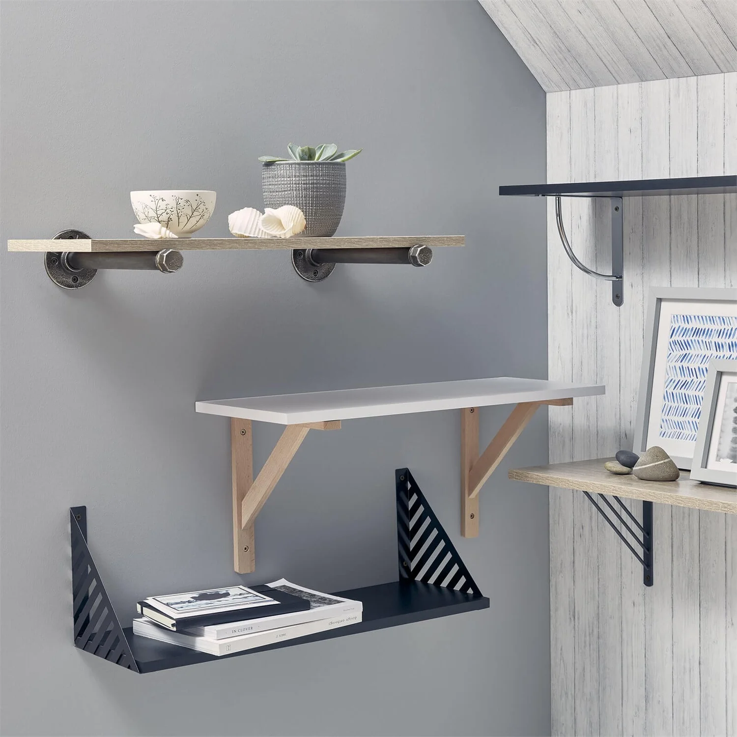 Tri Bracket - Charcoal - 195x195mm None Tri Bracket - Charcoal - 195x195mm -Home Storage 12820753 9014832976076455