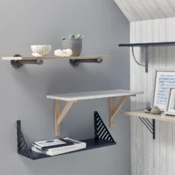 None Industrial Straight Pipe Bracket Gun Metal -Home Storage 12821192 1264832960372142