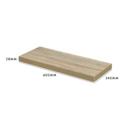 Floating Shelf - Sanoma Oak - 600 X 240 X 38mm -Home Storage 12822021 3004964085552705