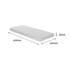 Floating Shelf - White Gloss - 600 X 240 X 38mm -Home Storage 12822023 1524976219095485
