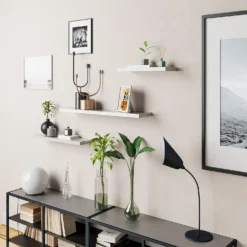 Floating Shelf - White Gloss - 600 X 240 X 38mm -Home Storage 12822023 5064887840691815