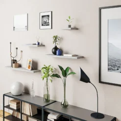 Floating Shelf - Grey Oak - 600 X 240 X 38mm 4 Floating Shelf - Grey Oak - 600 X 240 X 38mm -Home Storage 12822025 8304887314432523