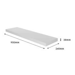Floating Shelf - White Matt - 900 X 240 X 38mm -Home Storage 12822045 1944976219299350