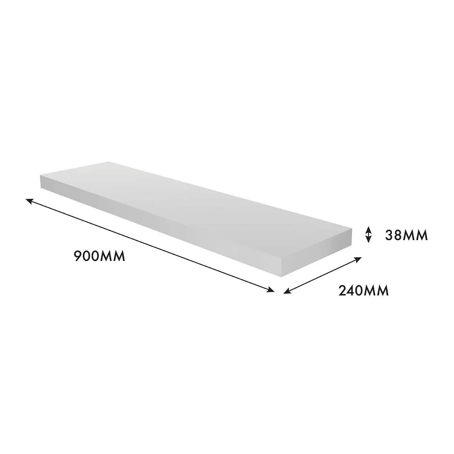 Floating Shelf - White Gloss - 900 x 240 x 38mm Floating Shelf - White Gloss - 900 X 240 X 38mm -Home Storage 12822047 1744976219240376