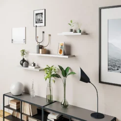 Floating Shelf - White Gloss - 900 X 240 X 38mm 4 Floating Shelf - White Gloss - 900 X 240 X 38mm -Home Storage 12822047 7534887316151097