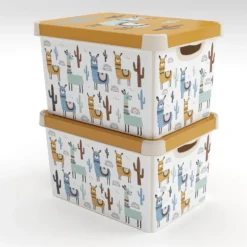 Curver Stockholm Llama Plastic Deco Storage Box - Multi-Coloured - 22L -Home Storage 12824053 2554832983038804