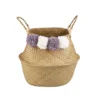 Seagrass Foldable Basket With Pom Poms -Home Storage 12829059 3684831918700535