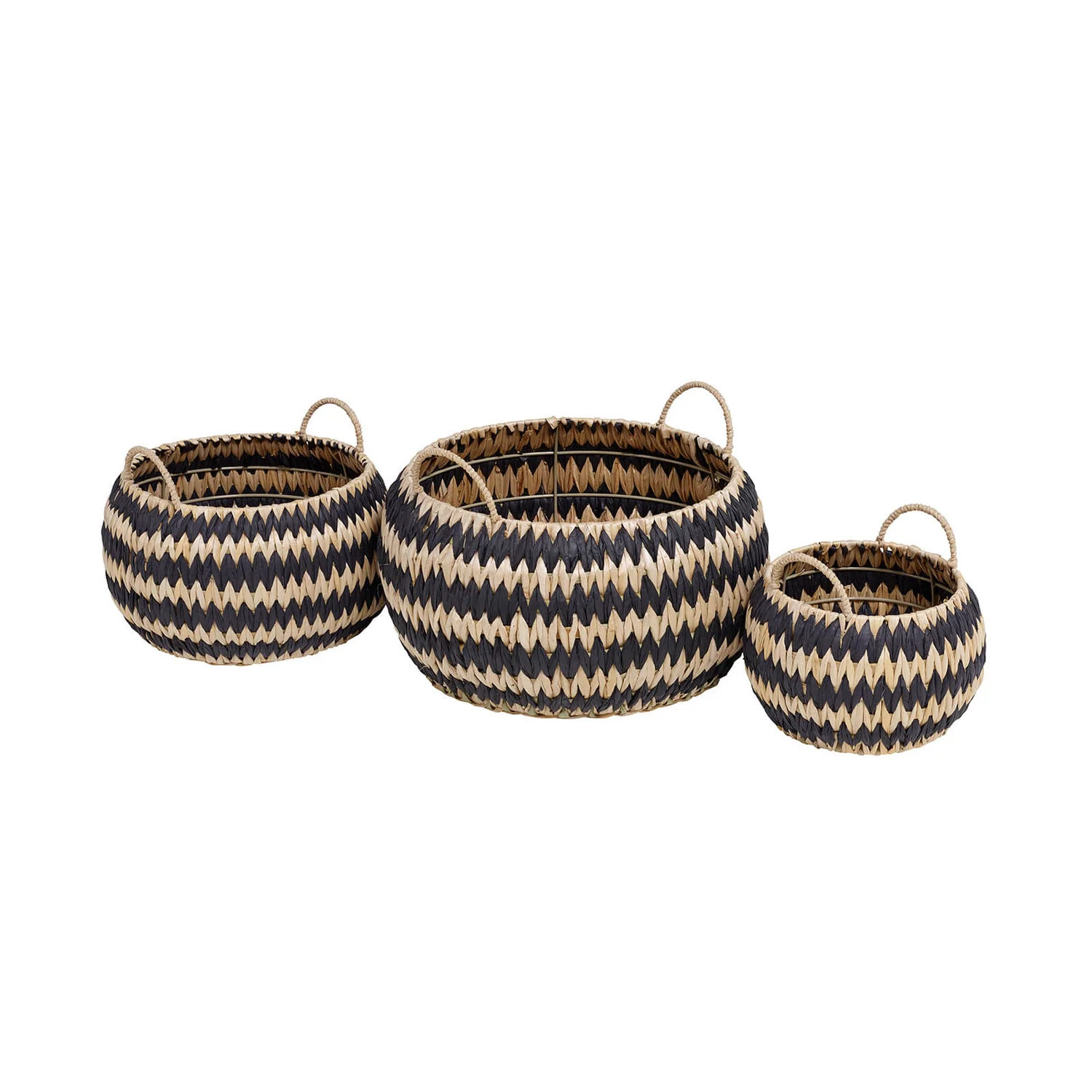 Black Round Flatweave Baskets - Set of 3 Black Round Flatweave Baskets - Set Of 3 -Home Storage 12829226 7964831918442718