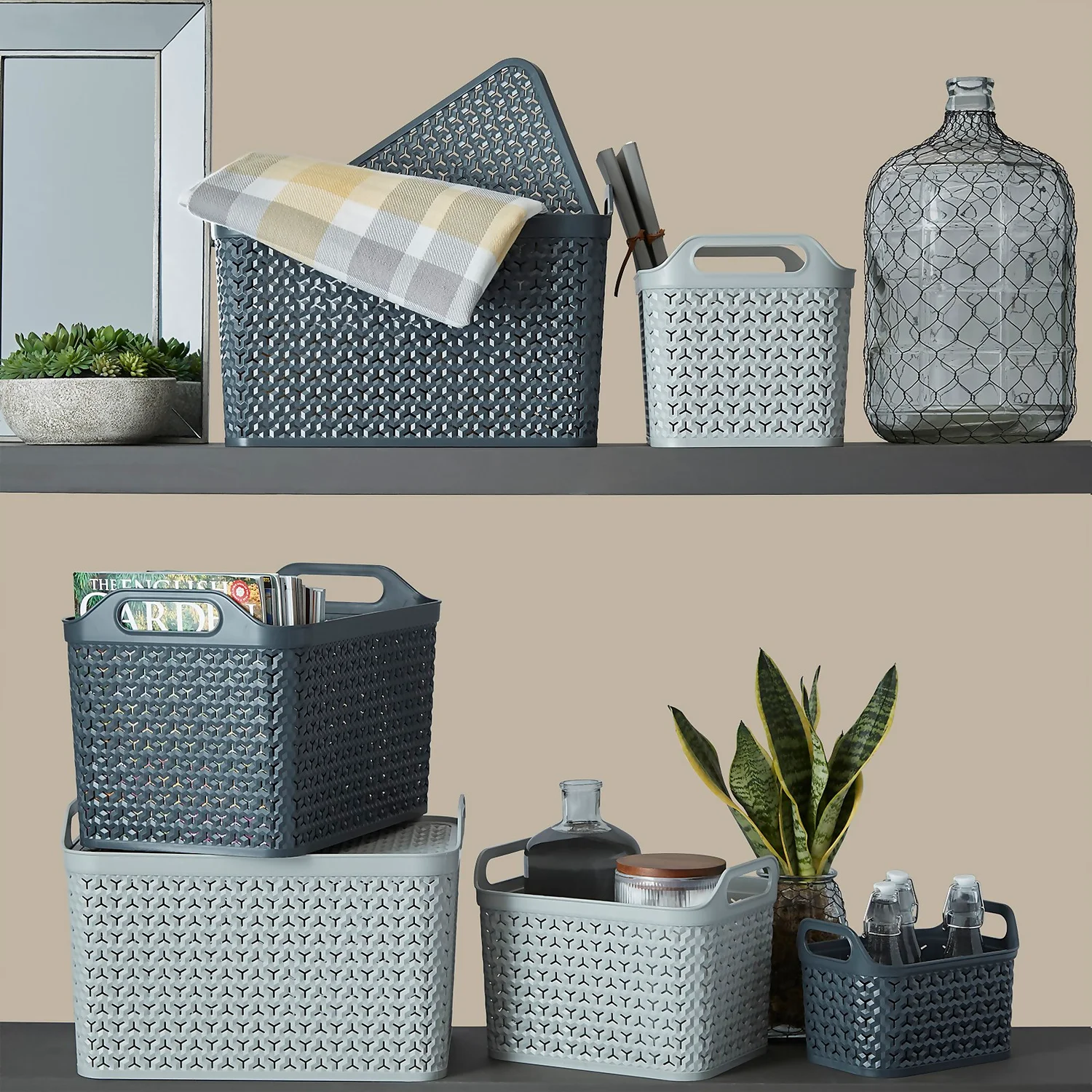 Small Urban Storage Basket with Lid - Graphite Small Urban Storage Basket With Lid - Graphite -Home Storage 12837349 8814960190028708