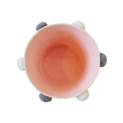 Round Cotton Rope Blush Pom Pom Basket -Home Storage 12886596 9294857031512957