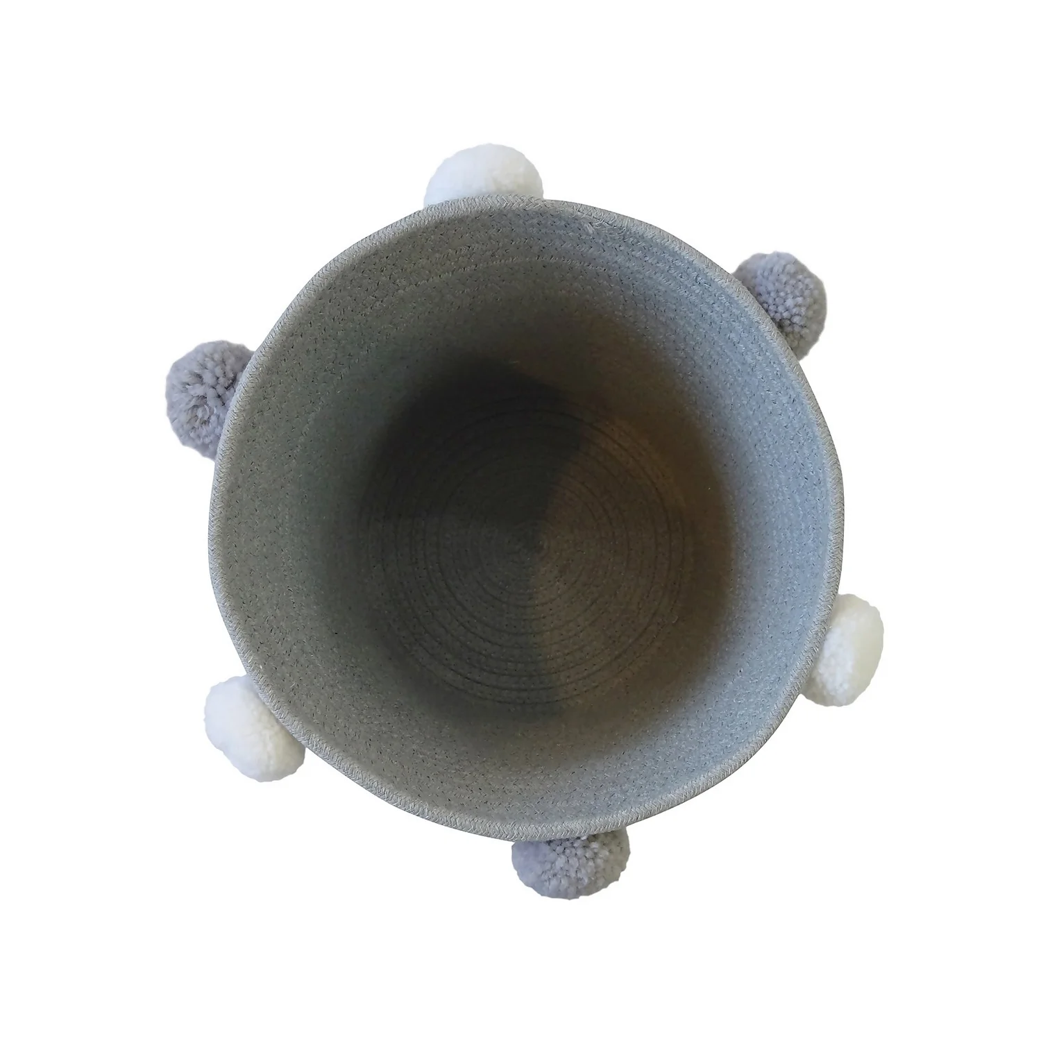 Round Cotton Rope Grey Pom Pom Basket Round Cotton Rope Grey Pom Pom Basket -Home Storage 12886597 1874857031618479