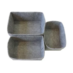 Set Of 3 Grey Oval Felt Baskets -Home Storage 12886601 1784857031680822