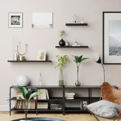 Flexi Storage Decorative Shelving Floating Shelf Black Oak 600x38x240mm -Home Storage 12889893 7684885494809133