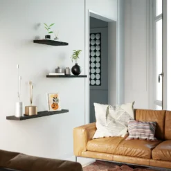 Flexi Storage Decorative Shelving Floating Shelf Black Oak 1200x38x240mm -Home Storage 12889901 7324885495273380