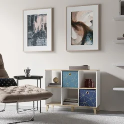 Clever Cube Velvet Geometric Insert - Navy & Gold -Home Storage 12932950 2024887876654744