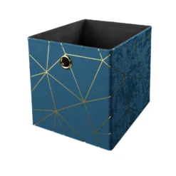 Clever Cube Velvet Geometric Insert - Smokey Blue & Gold
