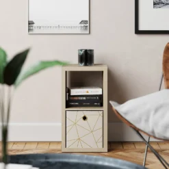 Clever Cube Velvet Geometric Insert - Cream & Gold -Home Storage 12932955 1694887877084767