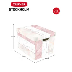 Curver Stockholm Mixed Marble Deco Storage Box - Pink & White 22L -Home Storage 13148481 2094896660314901