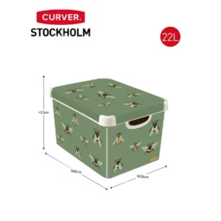Curver Stockholm Bees Deco Storage Box - Green - 22L -Home Storage 13169626 1944898511856227
