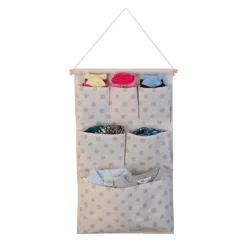 None Flexi Storage Kids 6 Pocket Hanging Organiser - White & Grey Polka Dot -Home Storage 13277671 1364929069407055