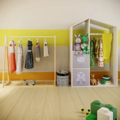 Kids A-Frame Clothes Rail - Natural & White -Home Storage 13277679 1074929069107268