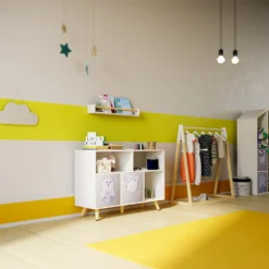 Kids Storage Rail Bookshelf - White & Natural 4 Kids Storage Rail Bookshelf - White & Natural -Home Storage 13277681 8734928016632247