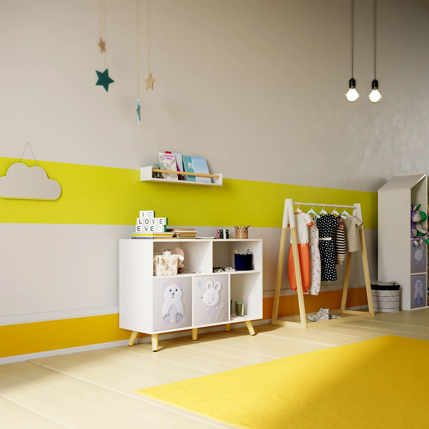 Kids Storage Rail Bookshelf - White & Natural Kids Storage Rail Bookshelf - White & Natural -Home Storage 13277681 8734928016632247