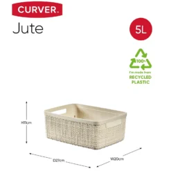 Curver Jute Small Recycled Storage Basket - 5L White -Home Storage 13965909 1364995188282910